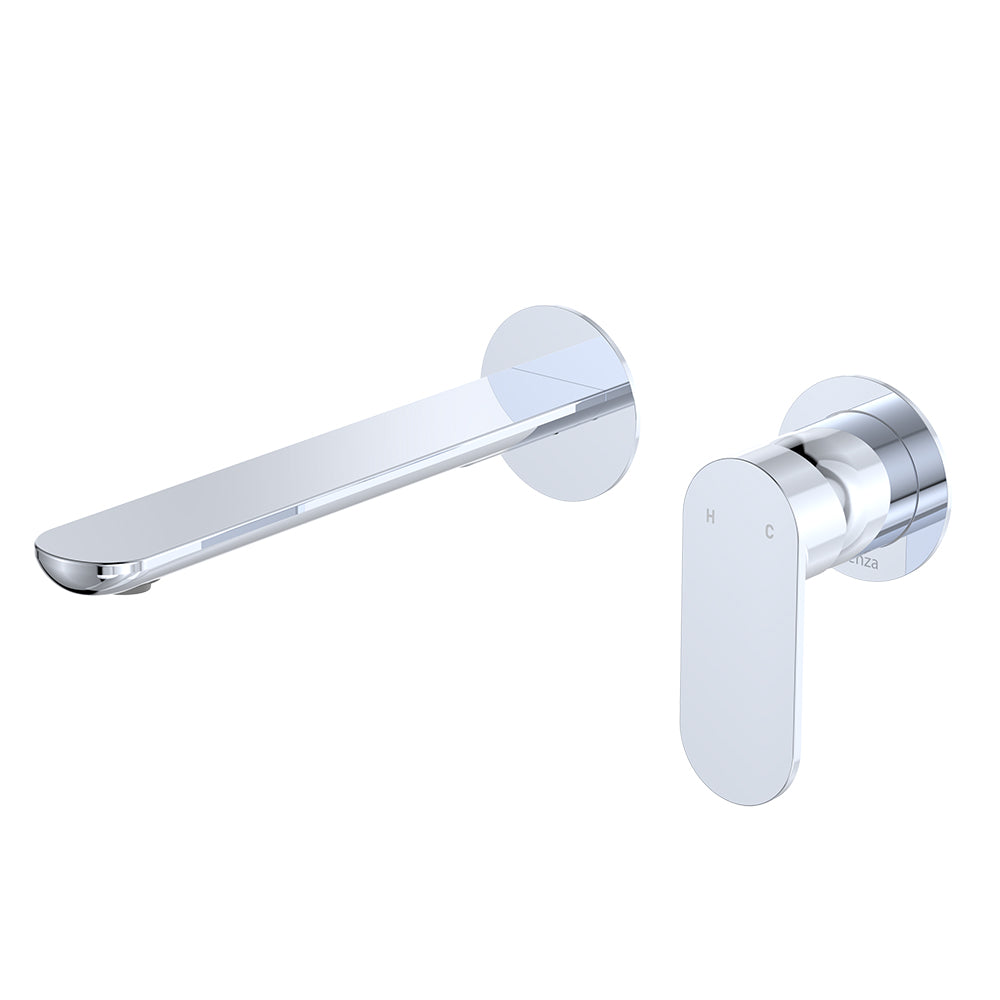 Fienza Empire Slim Basin/Bath Wall Mixer Set Round Plate - Chrome