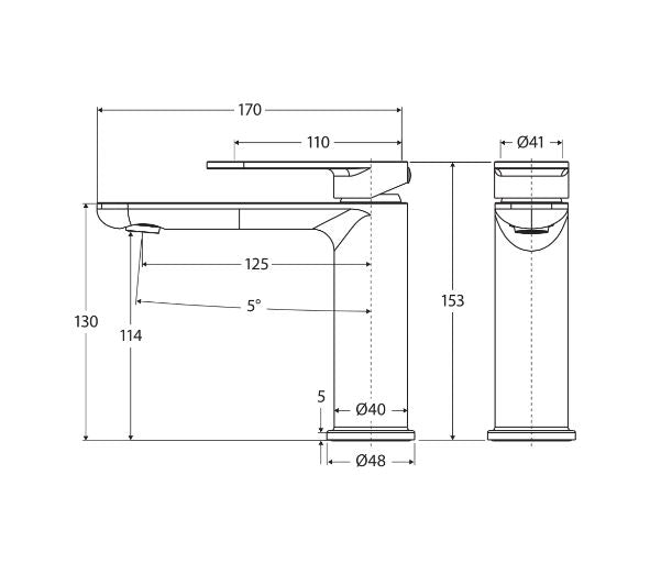 Fienza Empire Slim Cold Start Basin Mixer - Brushed Copper