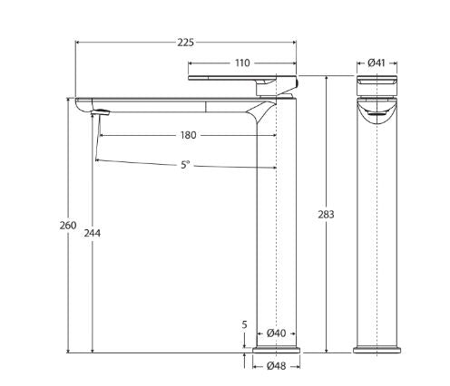 Fienza Empire Slim Cold Start Tall Basin Mixer - Matte Black