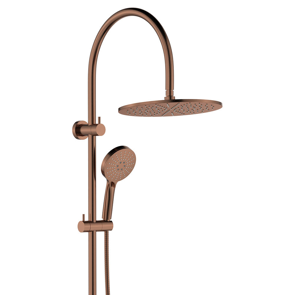 Fienza Empire Slim Curved Twin Shower - Brushed Copper
