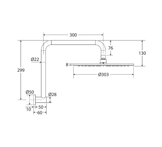 Fienza Empire Slim Gooseneck Shower Arm Set - Urban Brass