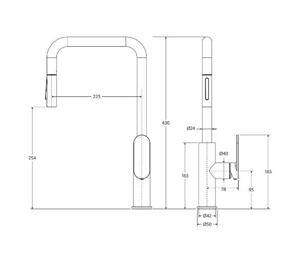 Fienza Empire Slim Pull-Out Sink Mixer - Chrome