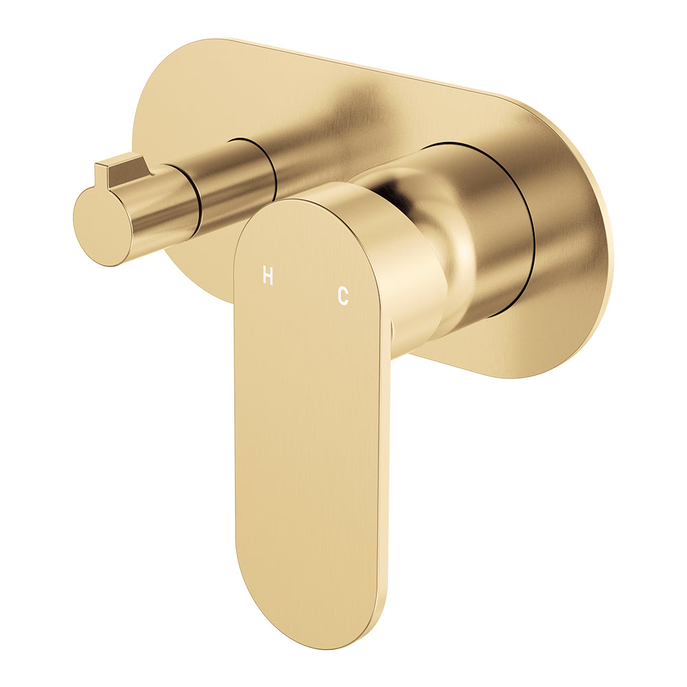 Fienza Empire Slim Wall Diverter Mixer Large Oval Plate Horizontal - Urban Brass