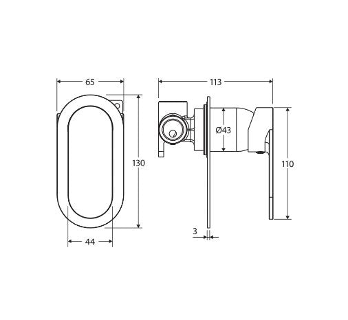 Fienza Empire Slim Wall Mixer Oval Plate - Chrome