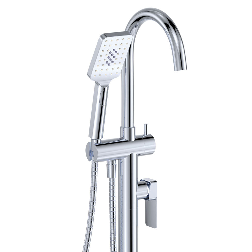 Fienza Tono Floor Mounted Bath Mixer With Hand Shower - Chrome