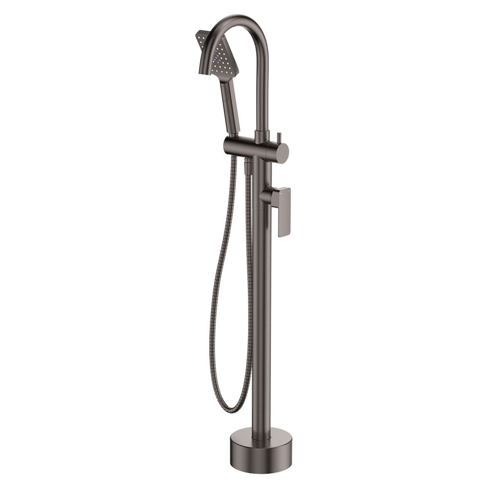 Fienza Tono Floor Mounted Bath Mixer With Hand Shower - Gunmetal