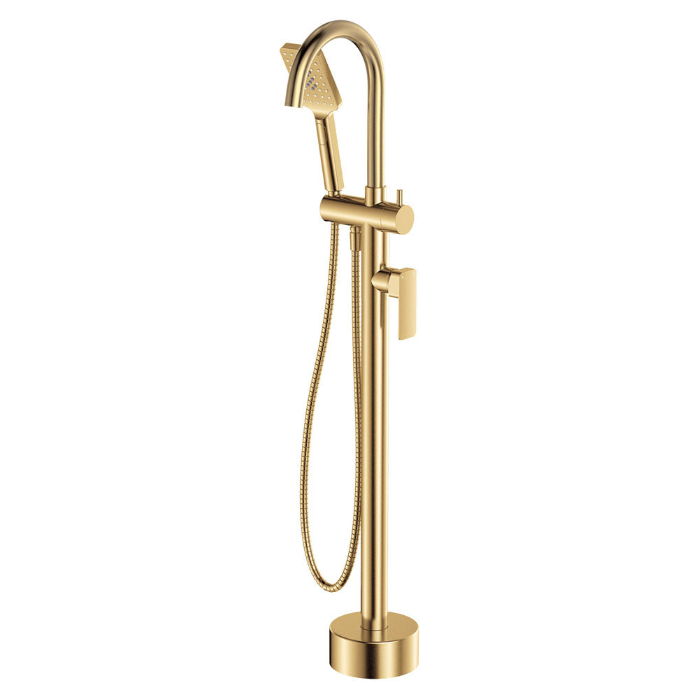 Fienza Tono Floor Mounted Bath Mixer With Hand Shower - Urban Brass