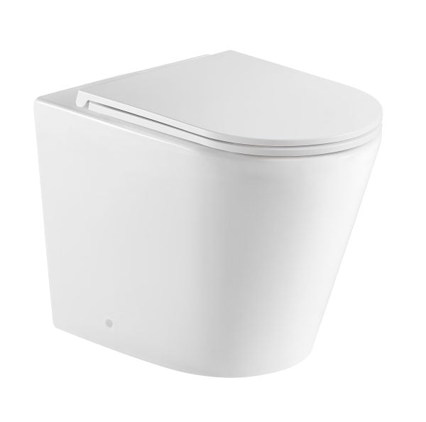 Berlino Wall Faced Toilet Rimless Suite Gloss White Sigma 8 with Flush Button
