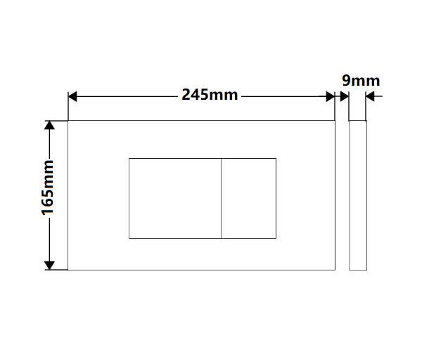 R&T Square Button Flush Plate for In-wall Concealed Cistern - Matte Black