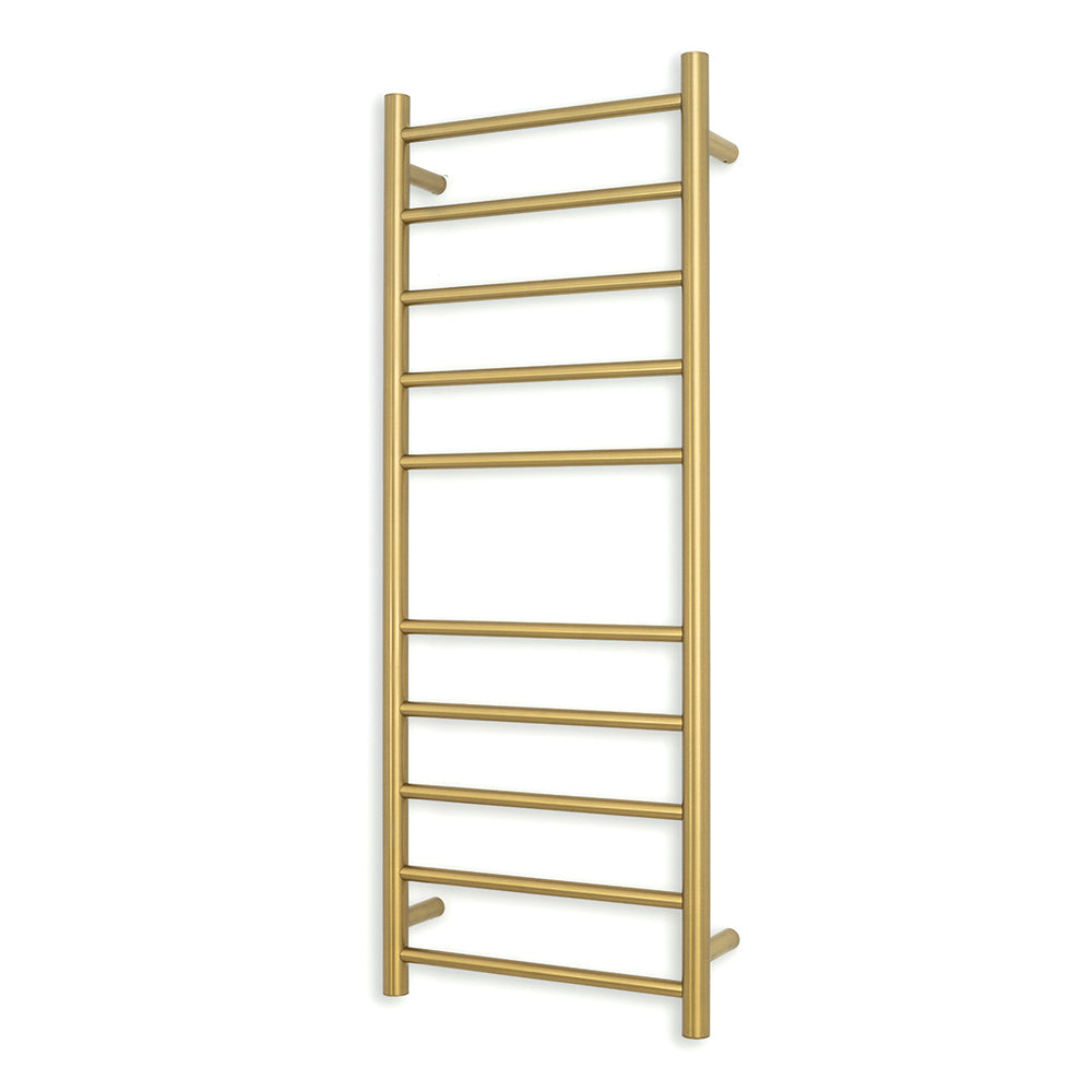 Radiant Heating Round Bars 240V Heated Towel Rails Brushed Gold 430 x 1100