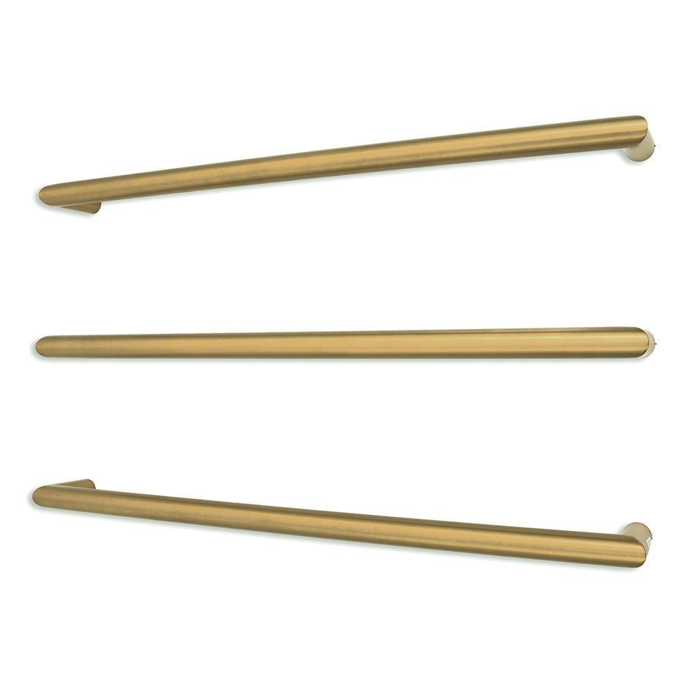 Radiant Heating Single Round Bar 12V Heated Towel Rail Brushed Gold 800