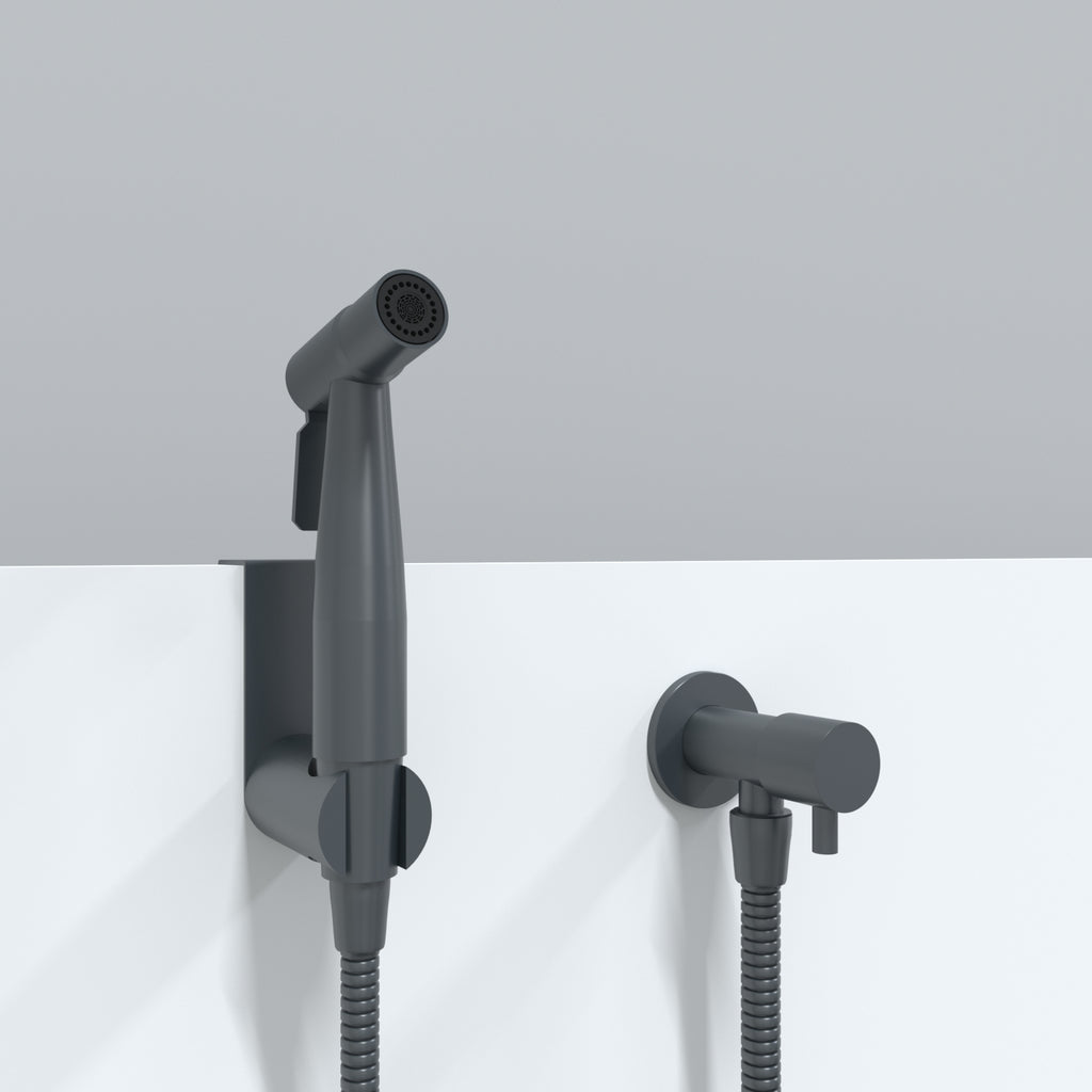 Premium Luxury Toilet Trigger Bidet Spray Kit with 1.2m Anti Burst Hose - Gunmetal