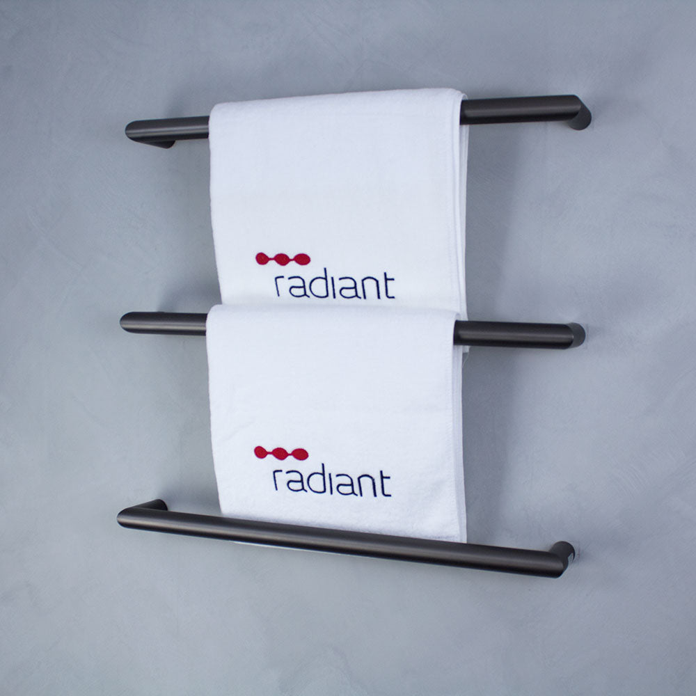 Radiant Heating Single Round Bar 12V Heated Towel Rail Gunmetal Grey 800