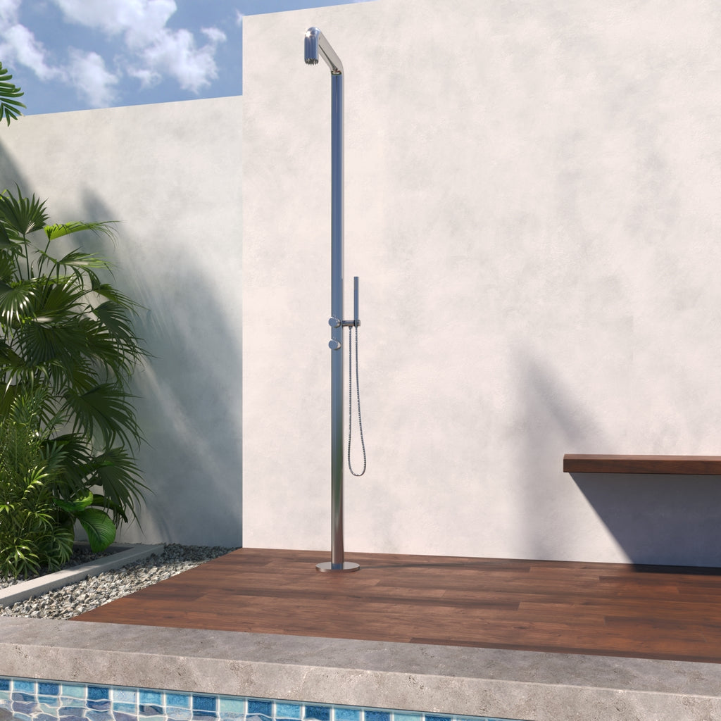 Fitzroy Freestanding Outdoor Shower Kit 316 Hydro Jet Stainless Steel
