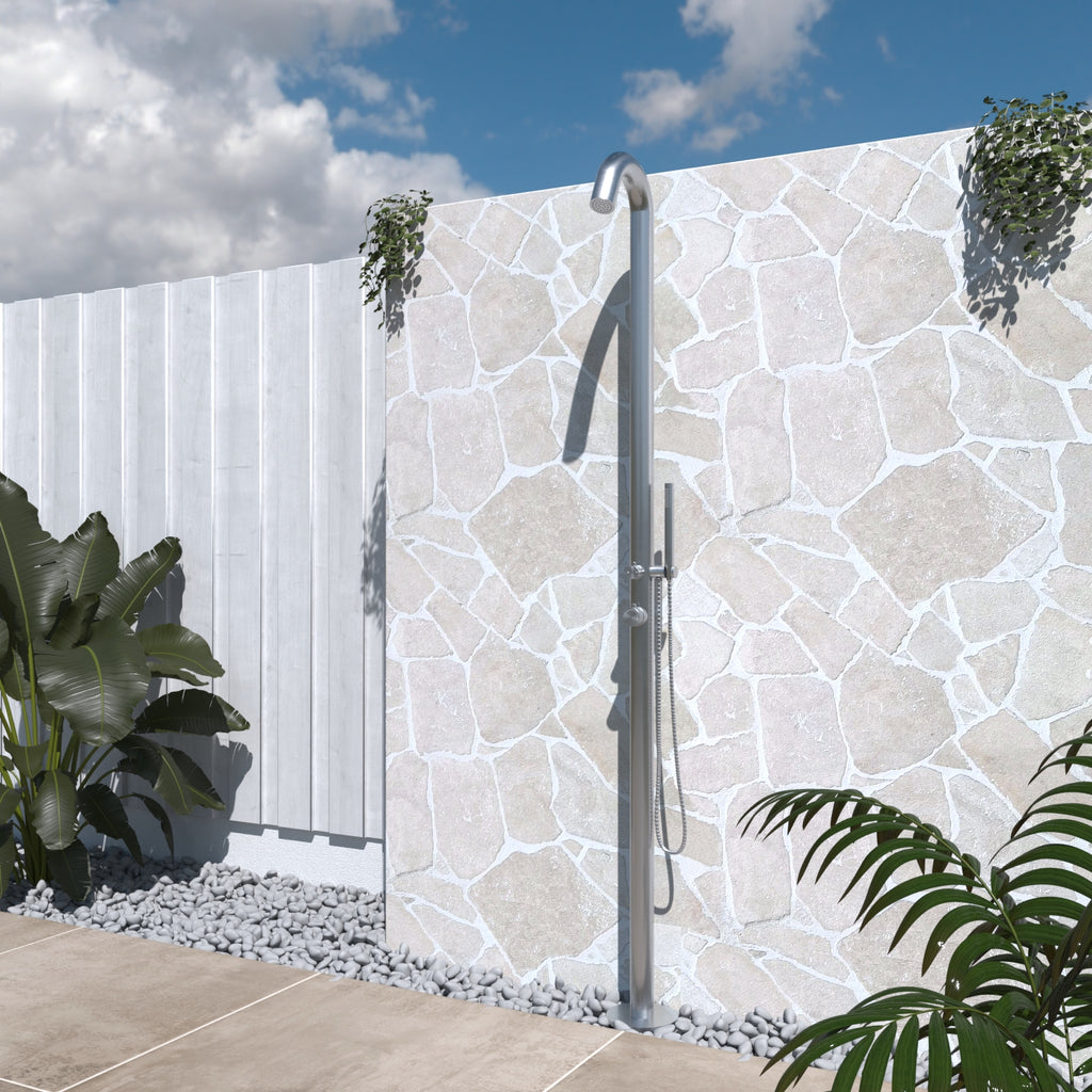 Haven Freestanding Outdoor Shower Kit 316 Hydro Jet Stainless Steel Lead Free