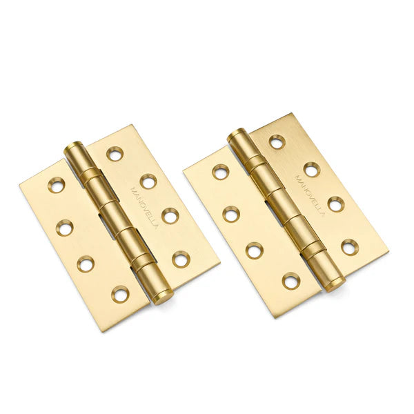 Manovella Ball Bearing Hinge (Pair) 100mm x 75mm - Satin Brass