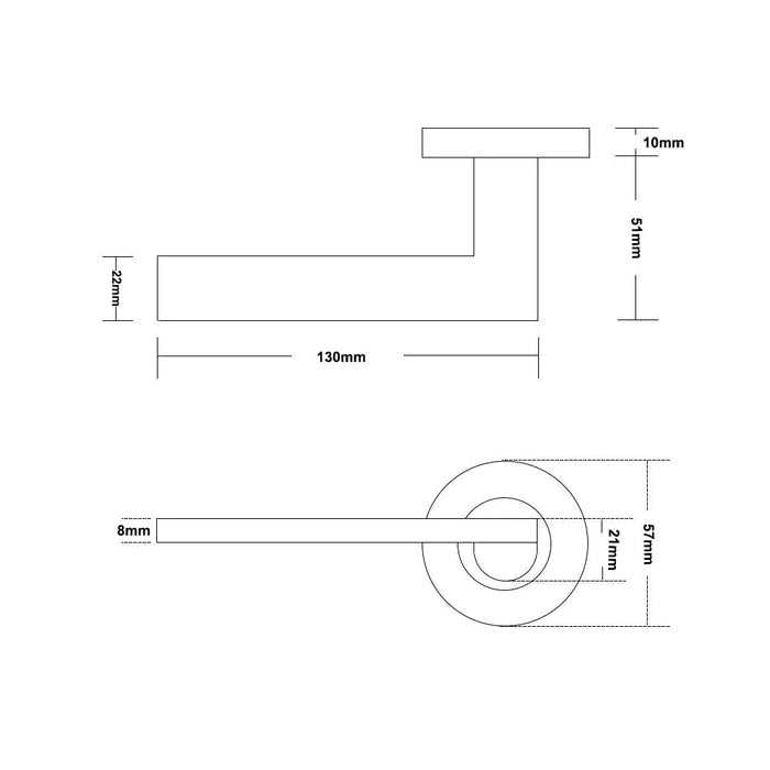 Manovella Passage Door Handle - Hamilton - Satin Brass