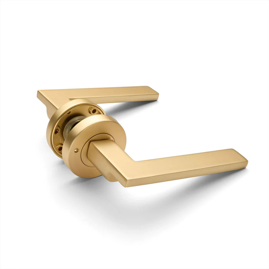 Manovella Privacy Door Handle - Hamilton - Satin Brass
