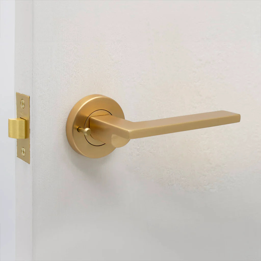 Manovella Privacy Door Handle - Hamilton - Satin Brass