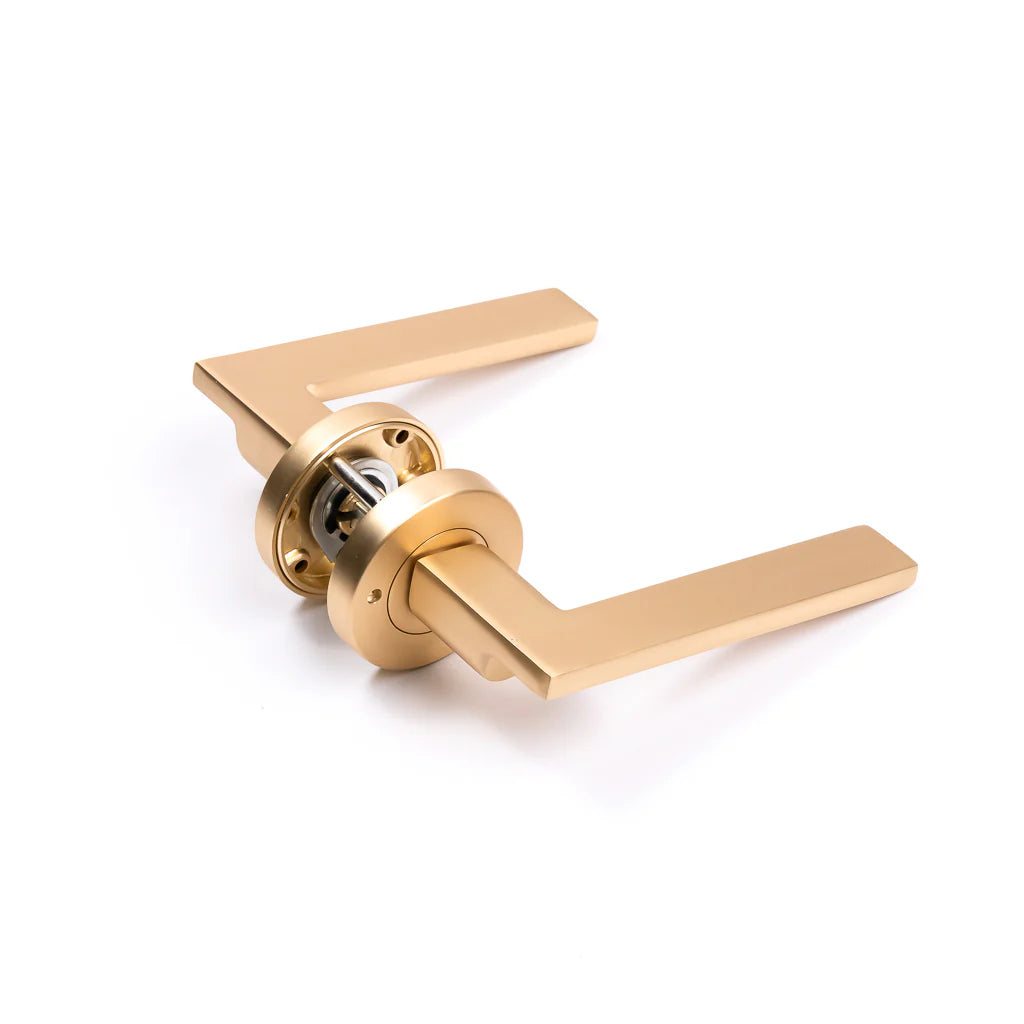 Manovella Privacy Door Handle - Hamilton - Satin Brass