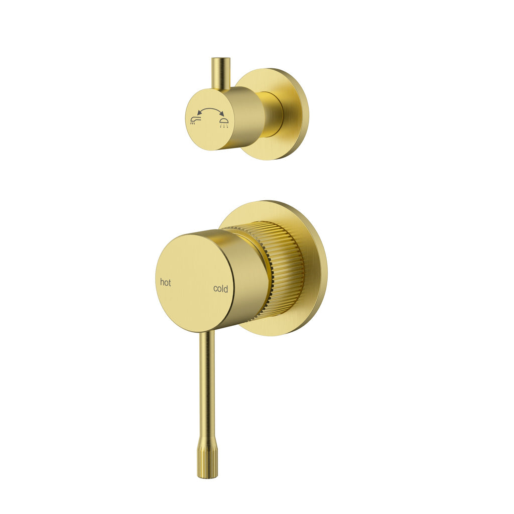 Ikon Linie Wall Diverter Mixer Trim Kit with Separate Cover Plate - Brushed Gold