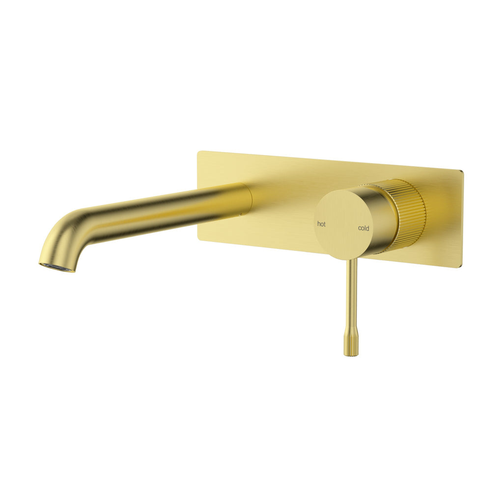 Ikon Linie Wall Basin Mixer Trim Kit with 220mm spout - Brushed Gold