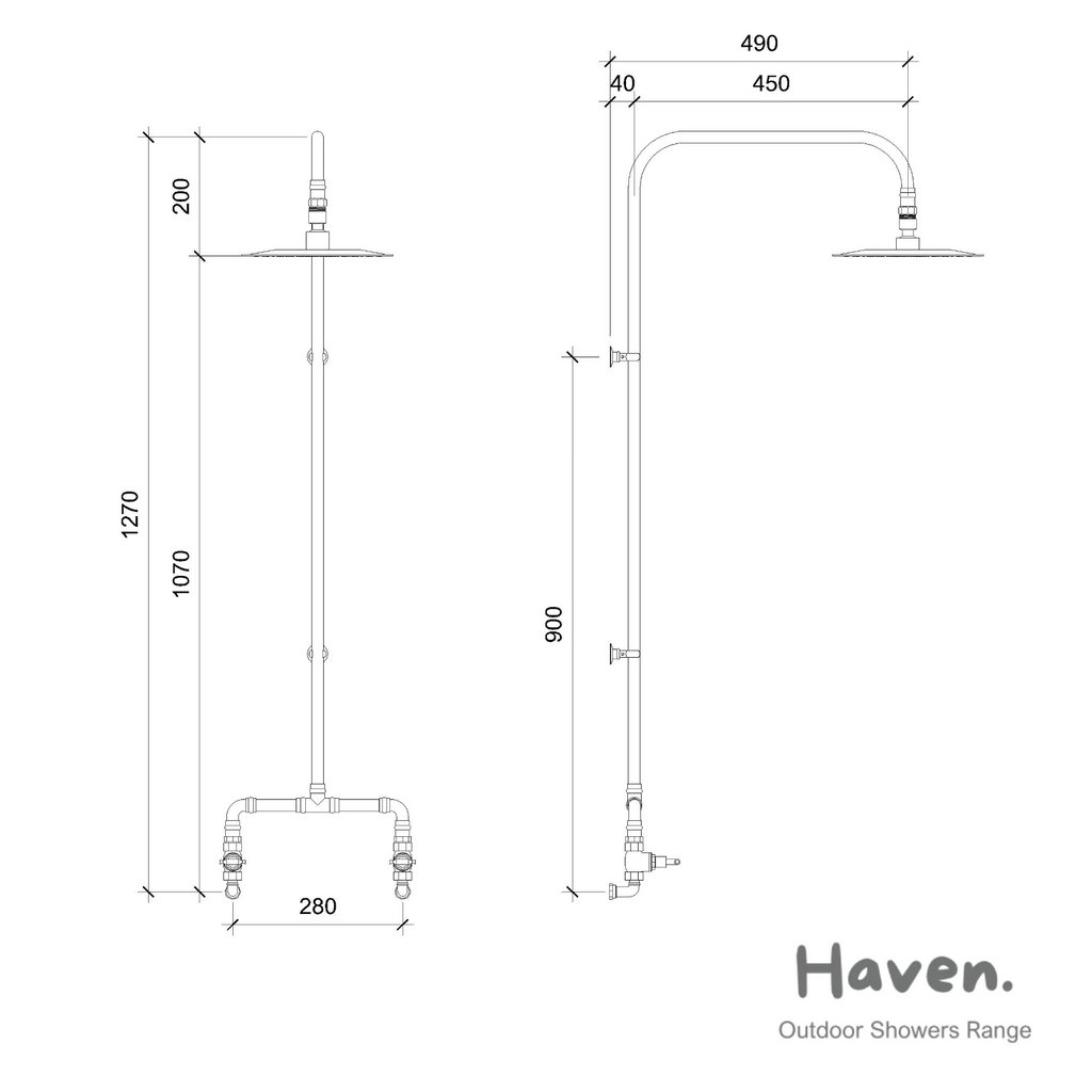 Haven Brass Copper Outdoor Shower Head Set