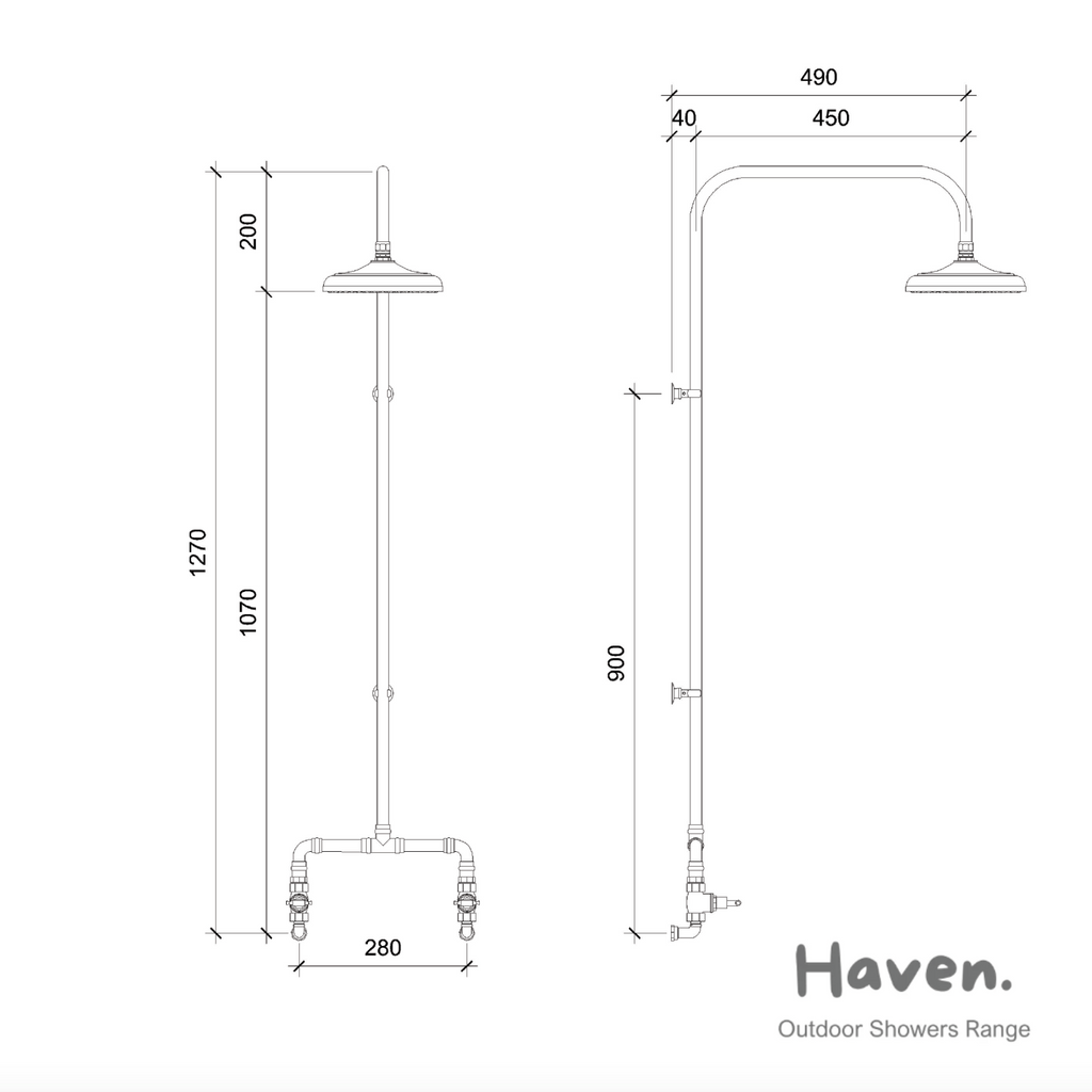 Haven Copper Outdoor Shower Head Set