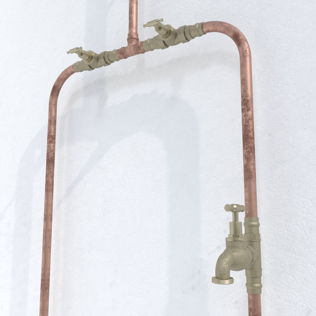 Haven Copper Outdoor Shower Hot & Cold Water Foot Tap