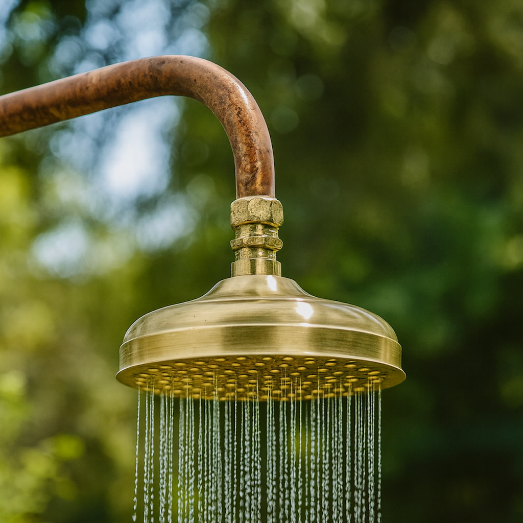 Haven Brass Shower Head Outdoor