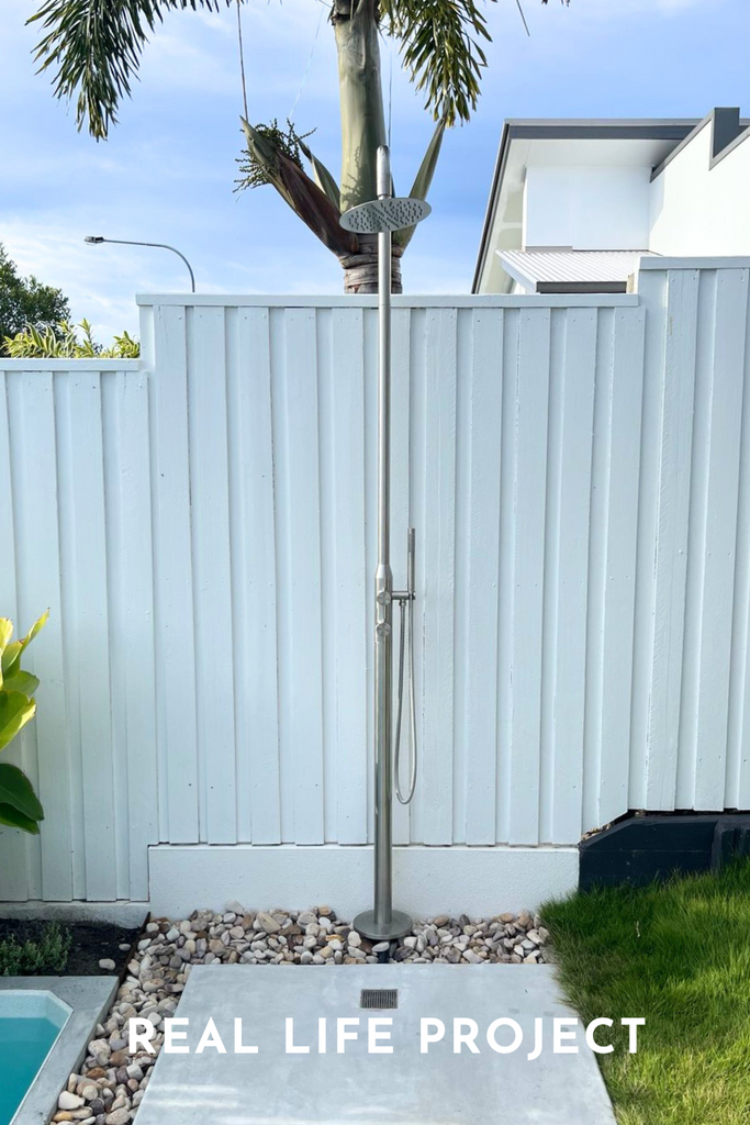 Haven Freestanding Outdoor Shower Kit 316 Stainless Steel Lead Free