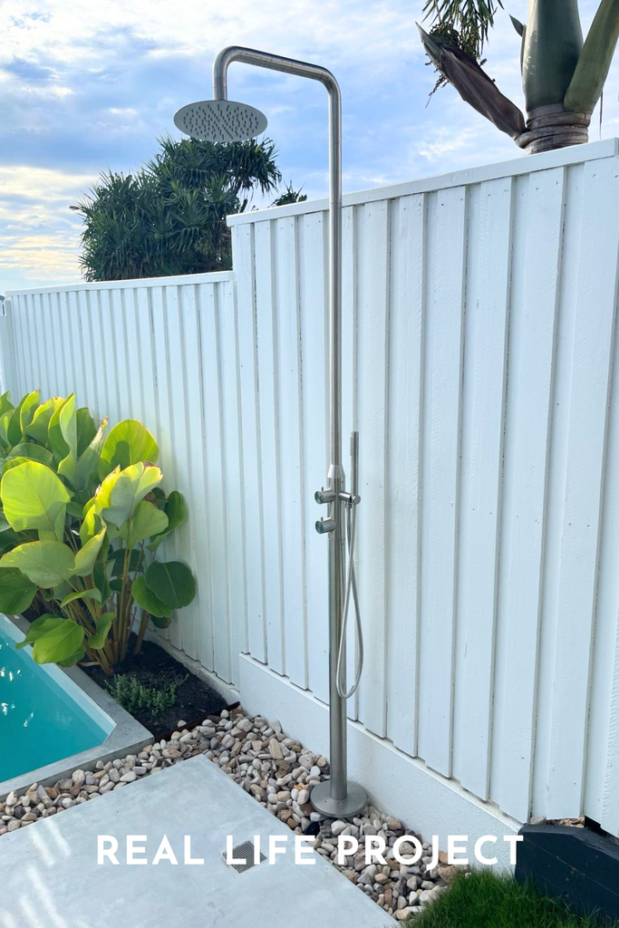 Haven Freestanding Outdoor Shower Kit 316 Stainless Steel Lead Free