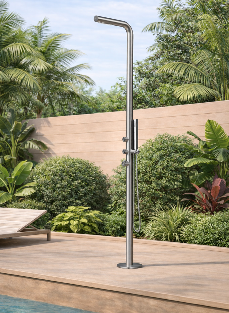 Yarra Freestanding Outdoor Shower Kit 316 Hydro Jet Stainless Steel