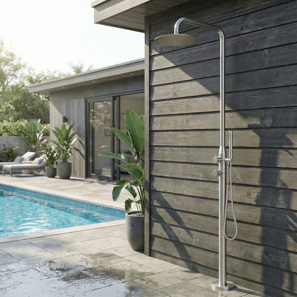 Haven Freestanding Outdoor Shower Kit 316 Stainless Steel Lead Free