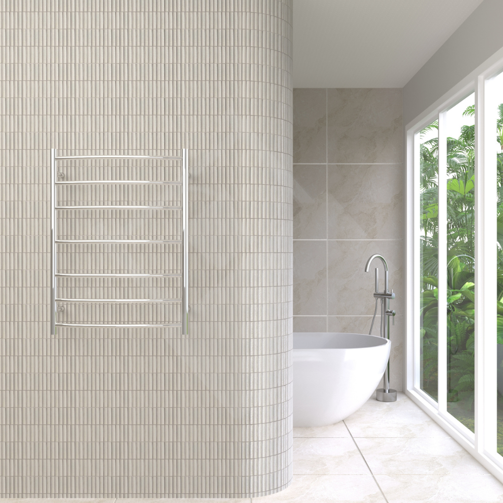 Thermogroup 7 Bar Curved Round Ladder Heated Towel Rail - Stainless Steel