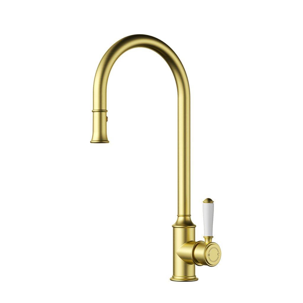 Ikon Clasico Pull-Out Sink Mixer - Brushed Gold