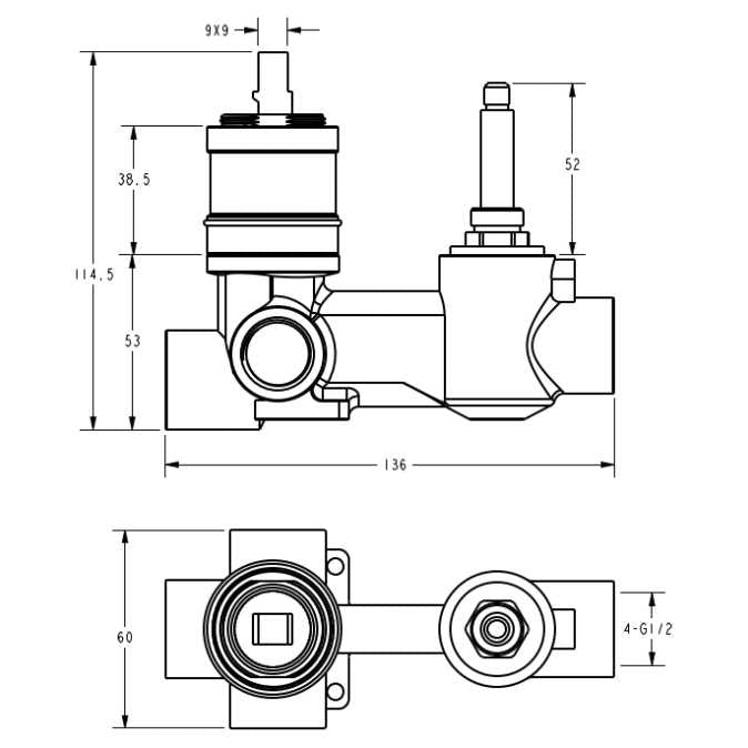 Ikon Clasico Wall Diverter Mixer Body