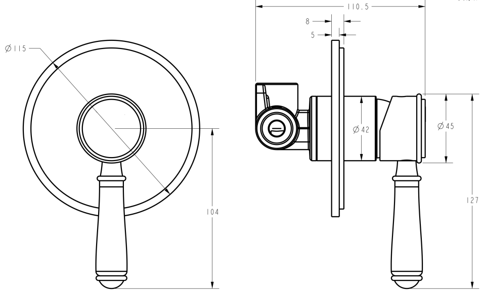 Ikon Clasico Wall Mixer Trim Kits - Brushed Gold