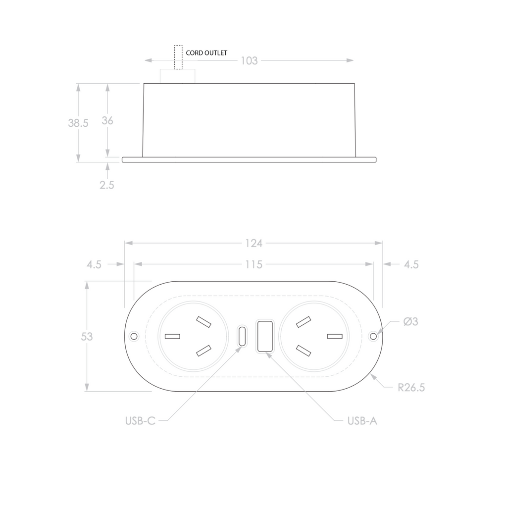 In Drawer Power Point Round White