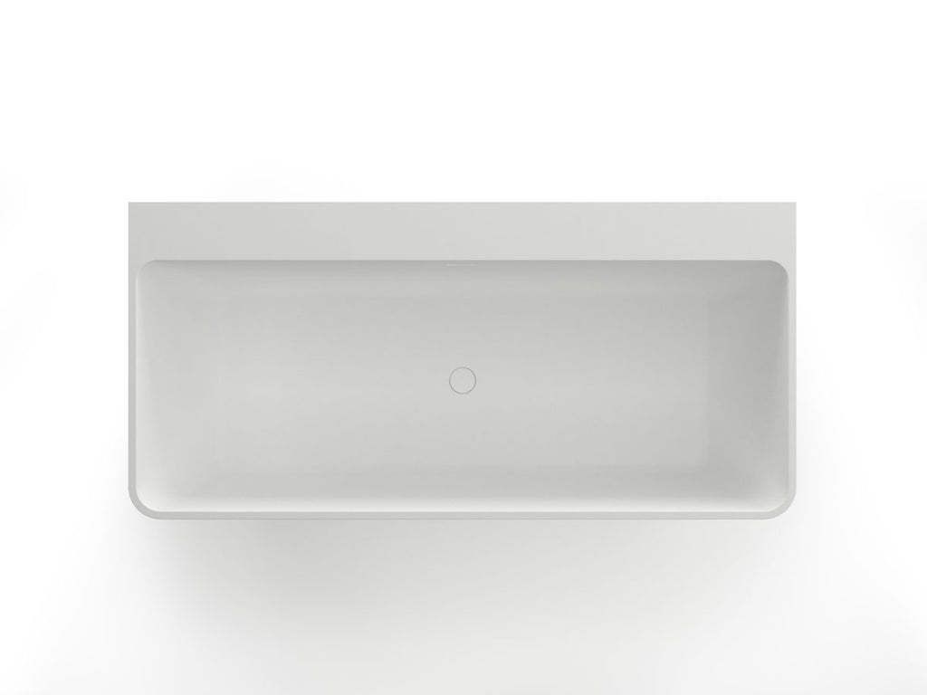 Kaskade KR01-1600 Back To Wall Rectangular Stone Bath with Overflow - Matte White