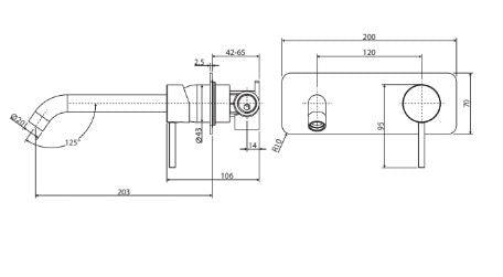 Fienza Kaya Rectangular Plate Wall Basin / Bath Mixer Set -Matte White