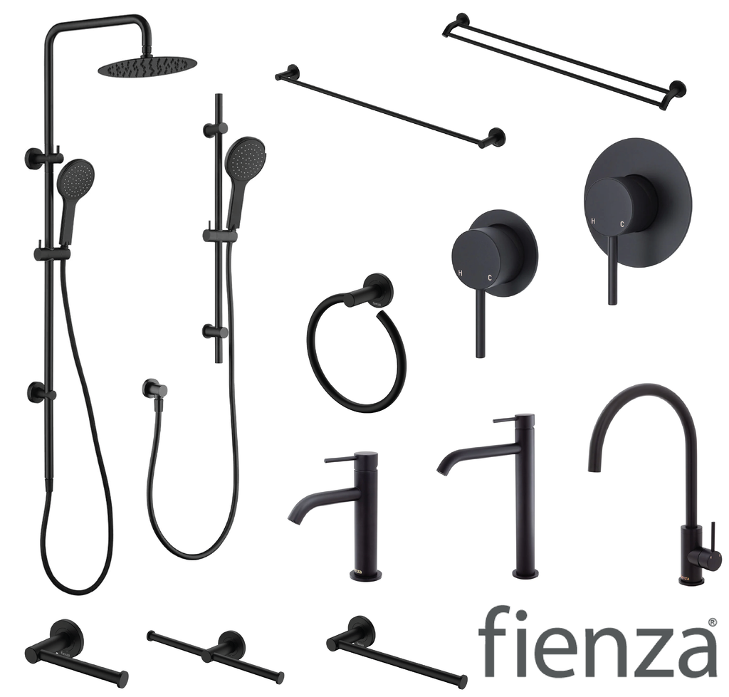 Fienza Kaya Tapware Shower Accessories Bathroom Package - Matte Black