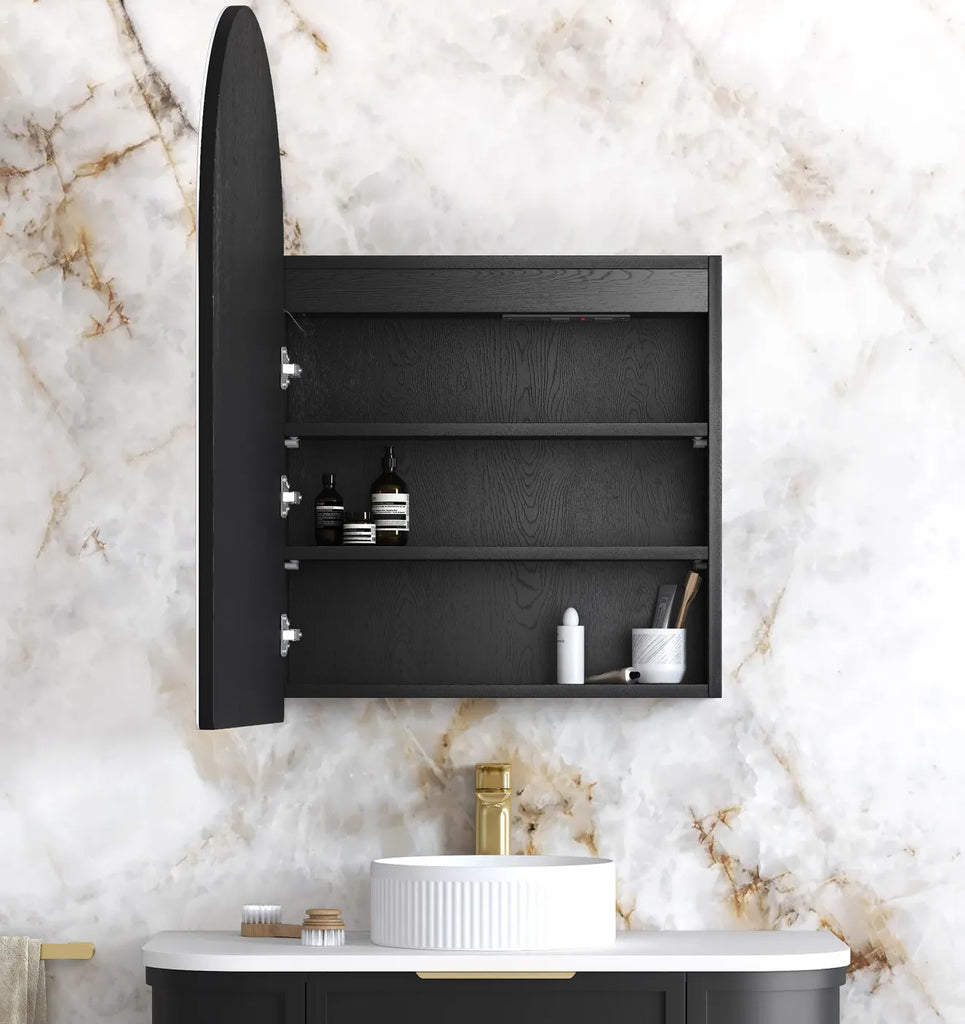 Otti Archie LED Shaving Cabinet - Black Oak