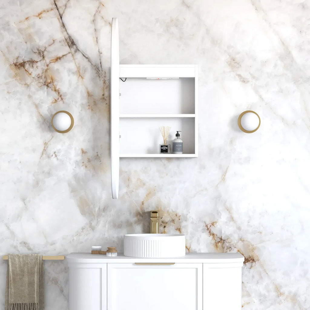 Otti Noosa Oval Shape LED Shaving Cabinet - Matte White