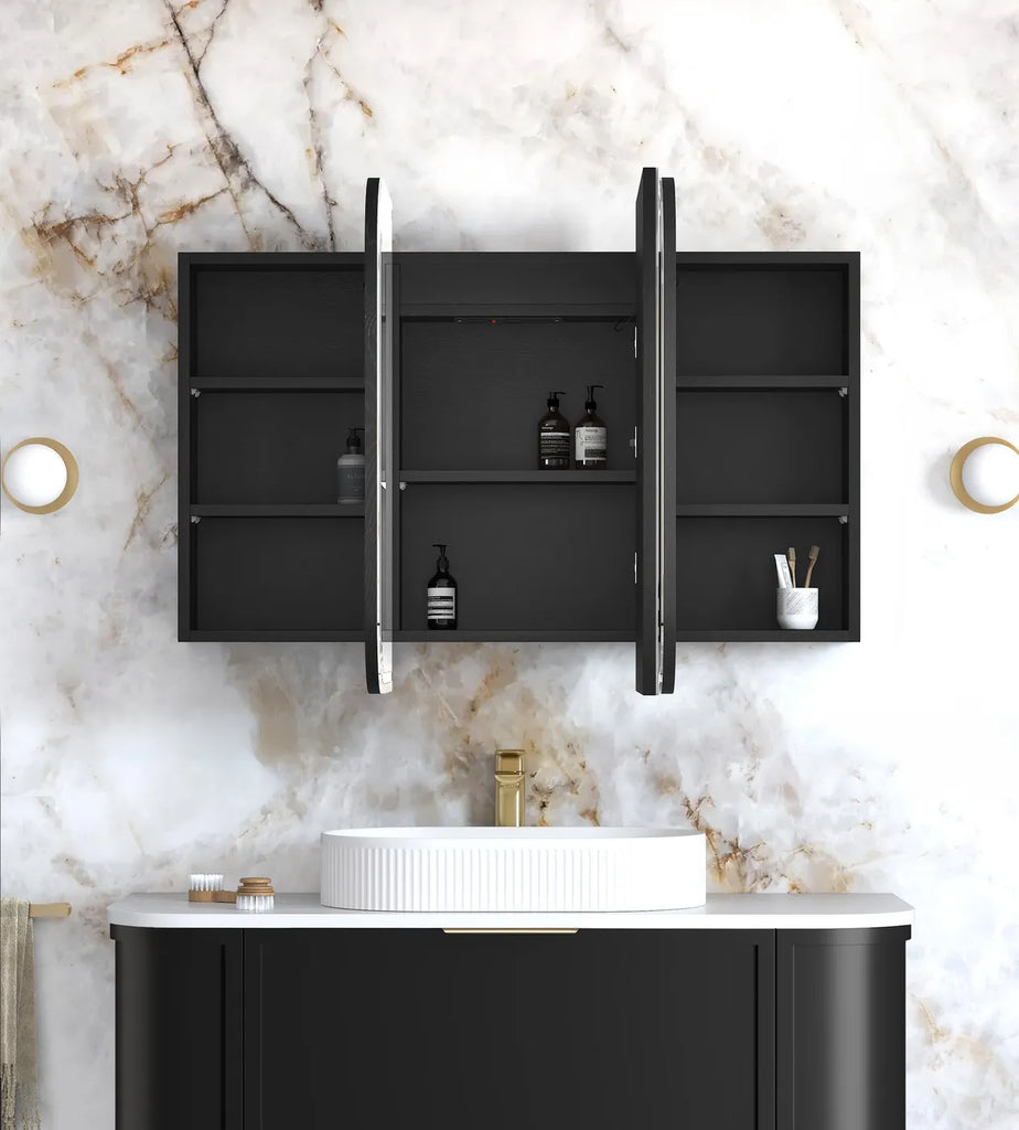 Otti Newport LED Shaving Cabinet - Black Oak
