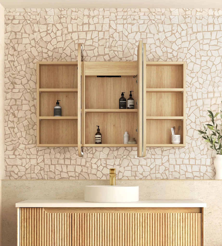 Otti Newport LED Shaving Cabinet - Natural Oak