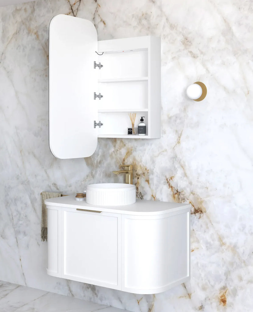 Otti Newport Soft Square LED Shaving Cabinet - Matte White