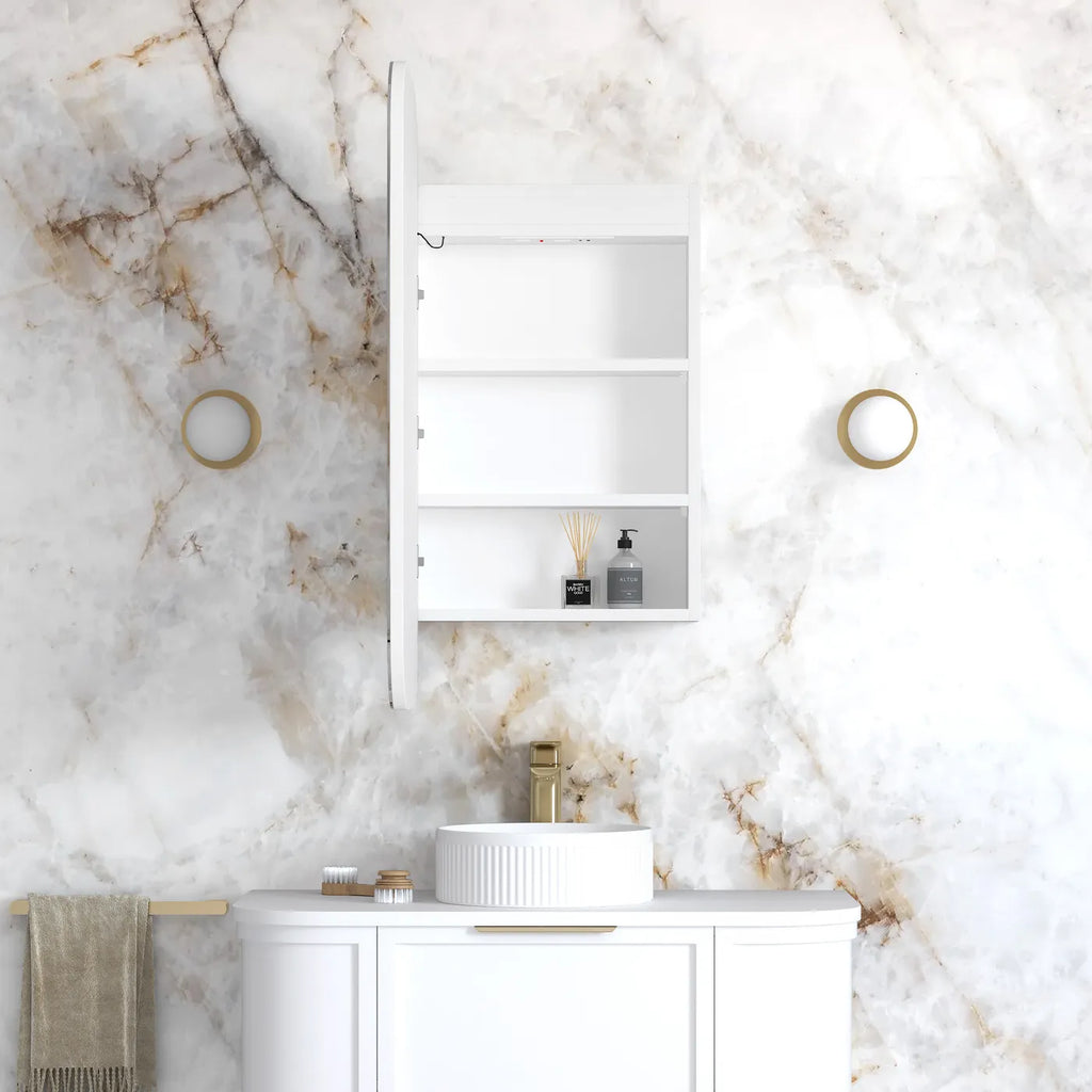 Otti Newport Soft Square LED Shaving Cabinet - Matte White