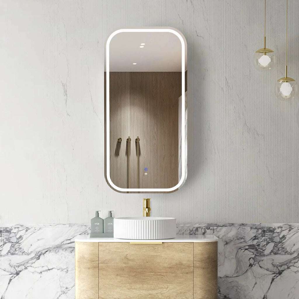 Otti Newport Soft Square LED Shaving Cabinet - Natural Oak