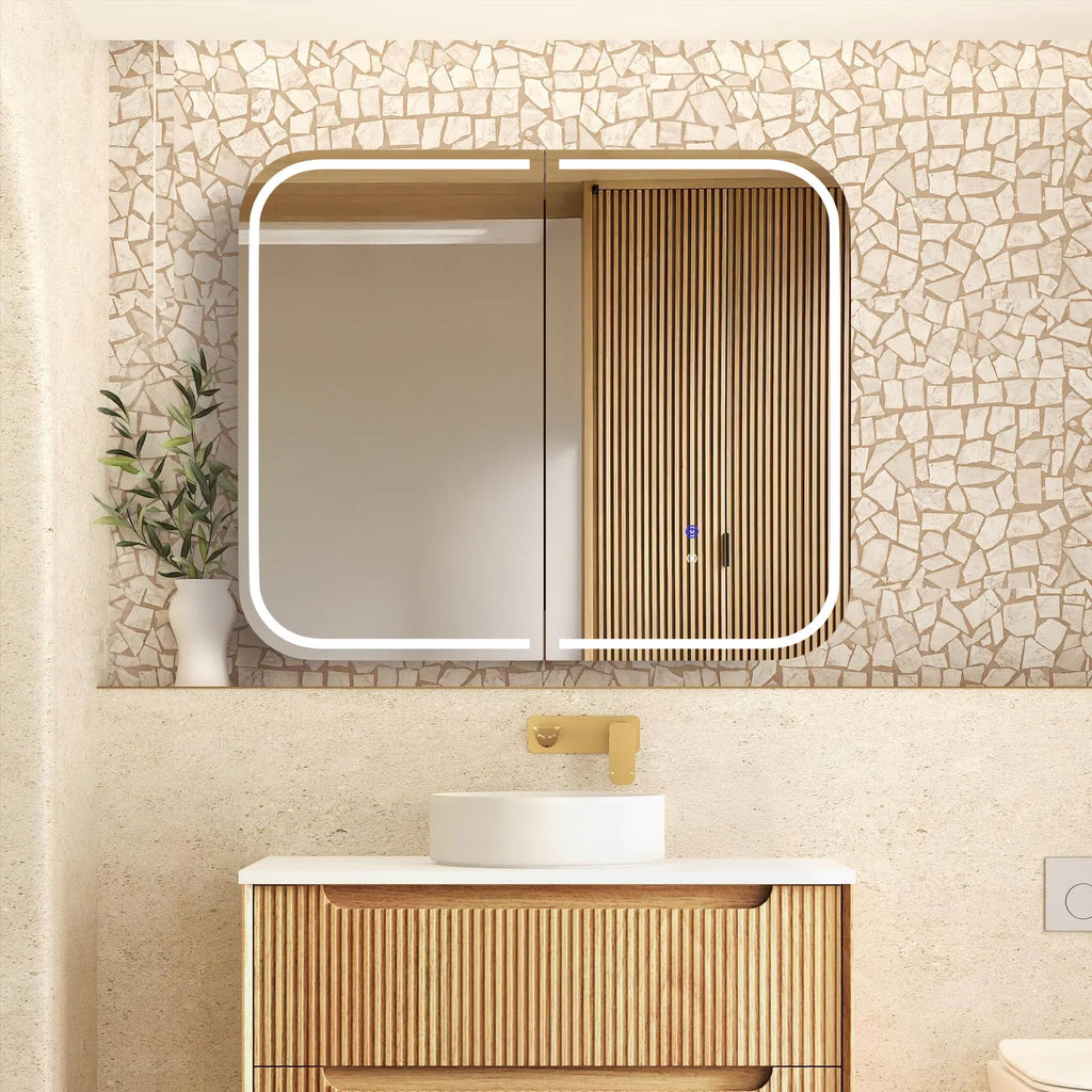 Otti Newport LED Shaving Cabinet - Natural Oak
